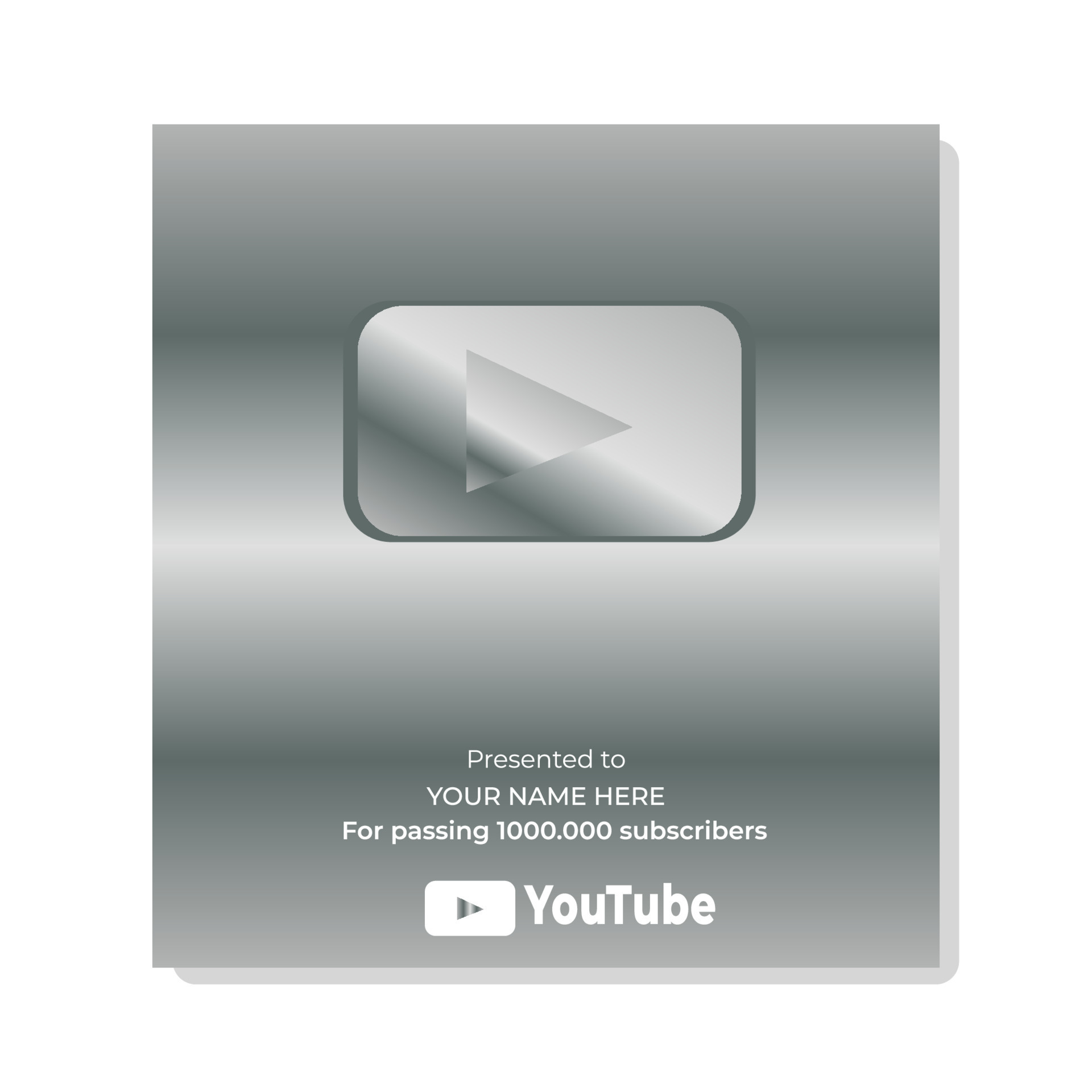 Silver r Subscriber Play Button Illustrator. can be used