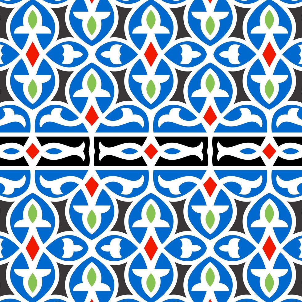 Blue Vector Mosaic Illustration of Ramadan Designs Fabric