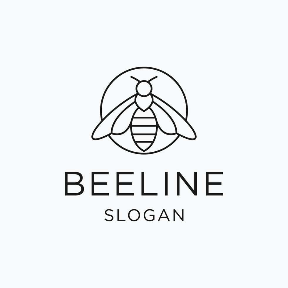 diseño de logotipo de línea de abeja con arte de línea en fondo blanco vector