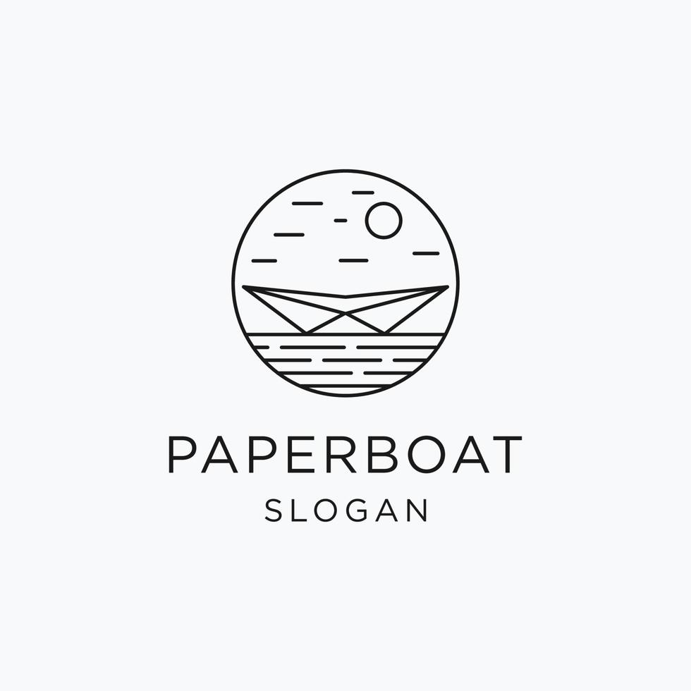 paper boat line art minimalist logo vector symbol illustration design