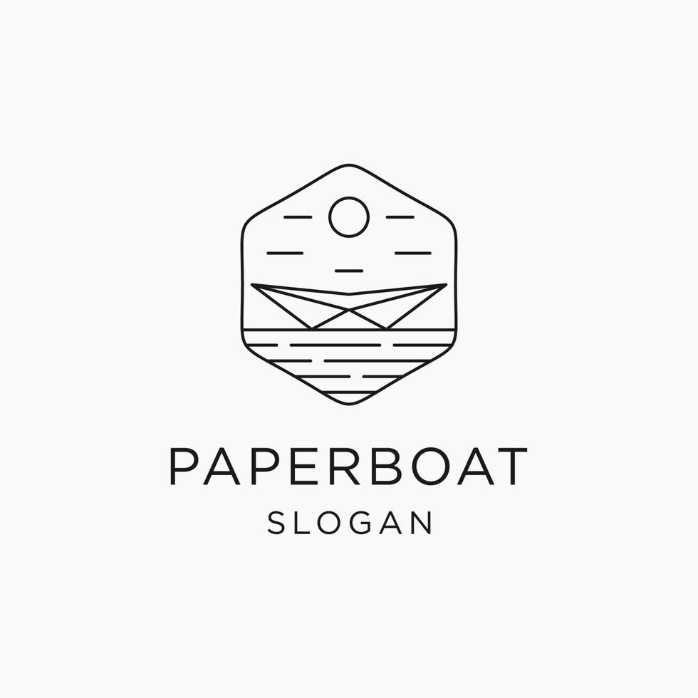 paper boat line art minimalist logo vector symbol illustration design