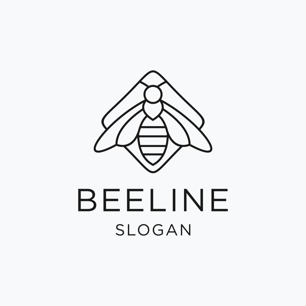 diseño de logotipo de línea de abeja con arte de línea en fondo blanco vector