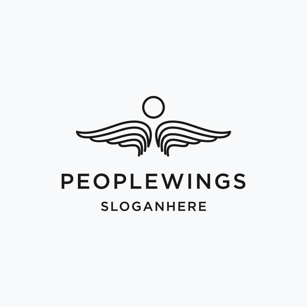 Angel wings. Abstract flying man logo design. Bird wings vector illustration.