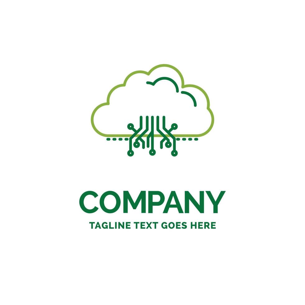 cloud. computing. data. hosting. network Flat Business Logo template. Creative Green Brand Name Design. vector
