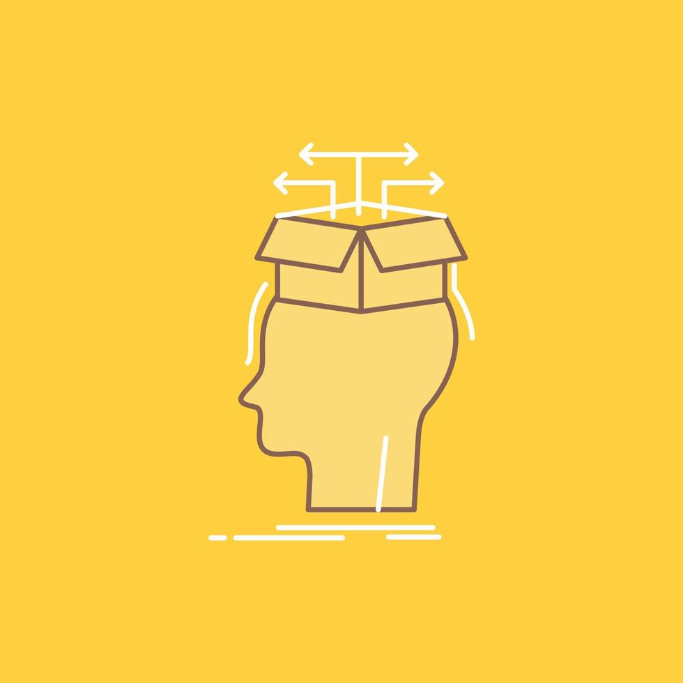 Data. extraction. head. knowledge. sharing Flat Line Filled Icon. Beautiful Logo button over yellow background for UI and UX. website or mobile application vector