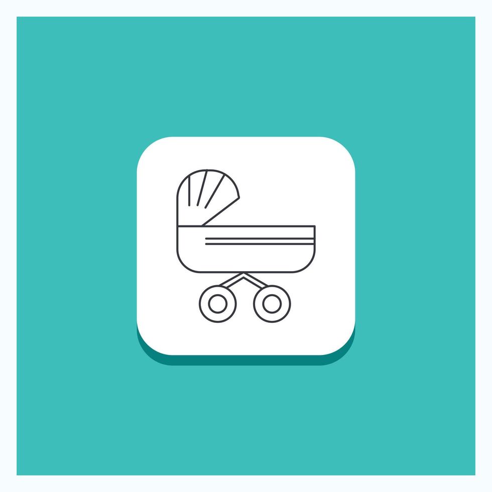 Round Button for trolly. baby. kids. push. stroller Line icon Turquoise Background vector