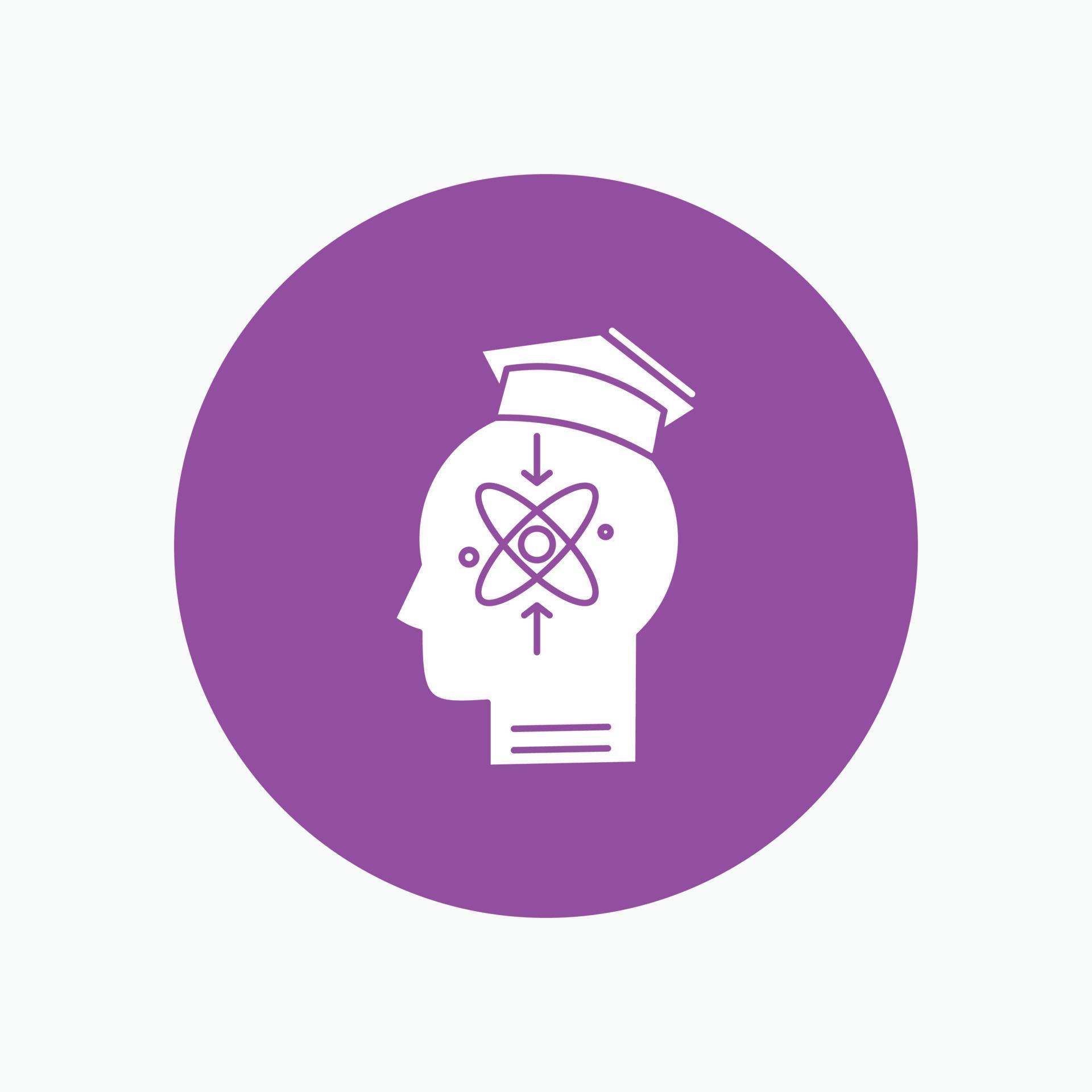capability. head. human. knowledge. skill White Glyph Icon in Circle