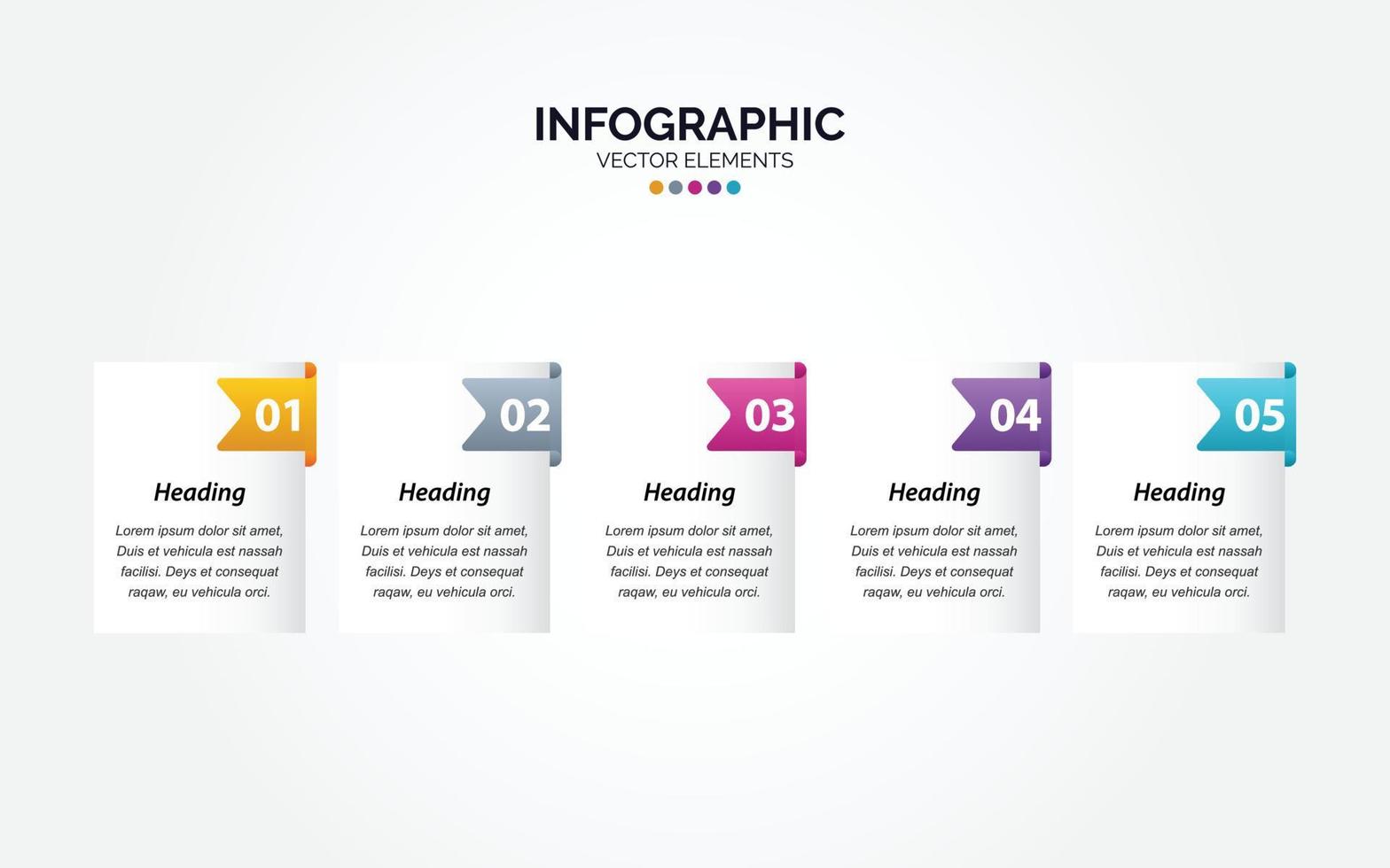 Horizontal Infographic design template. Creative concept with 5 steps. Can be used for workflow layout. diagram. banner. webdesign. Vector illustration