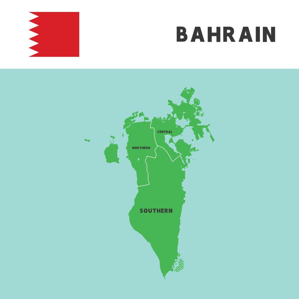 province name in Bahrain map and flag vector