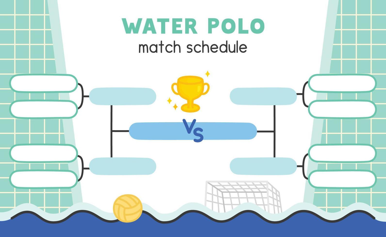 water polo match schedule border frame template kawaii doodle flat cartoon vector illustration