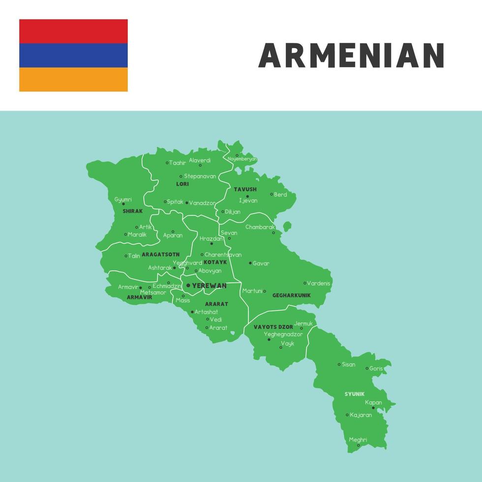 province name in Armenian map and flag vector