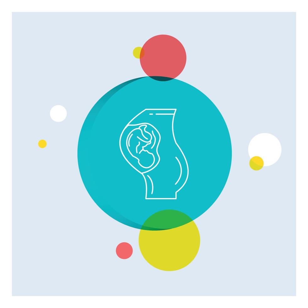 pregnancy. pregnant. baby. obstetrics. Mother White Line Icon colorful Circle Background vector