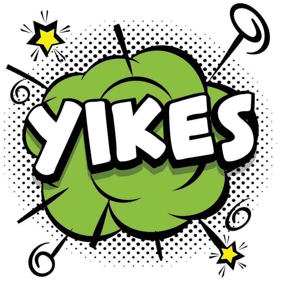 yikes comic plantilla brillante con burbujas de discurso en marcos coloridos vector