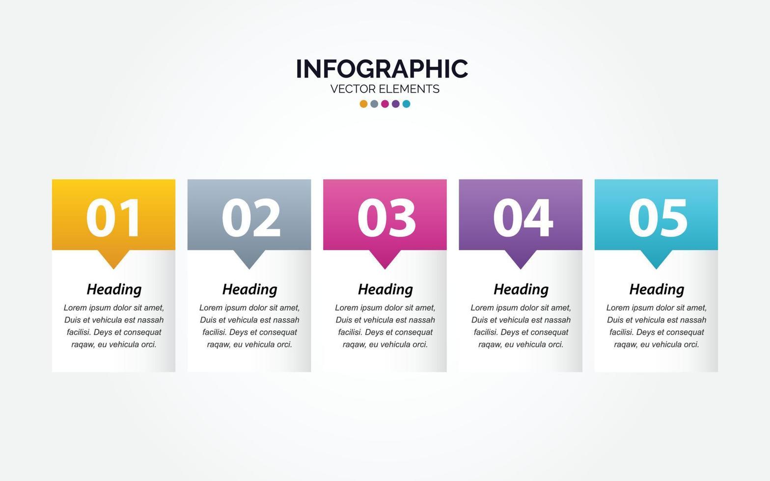 Horizontal Infographic design template. Creative concept with 5 steps. Can be used for workflow layout. diagram. banner. webdesign. Vector illustration