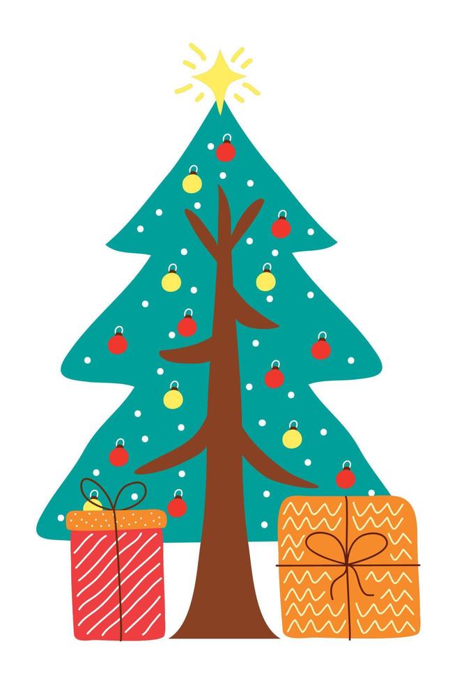 christmas tree with presents vector
