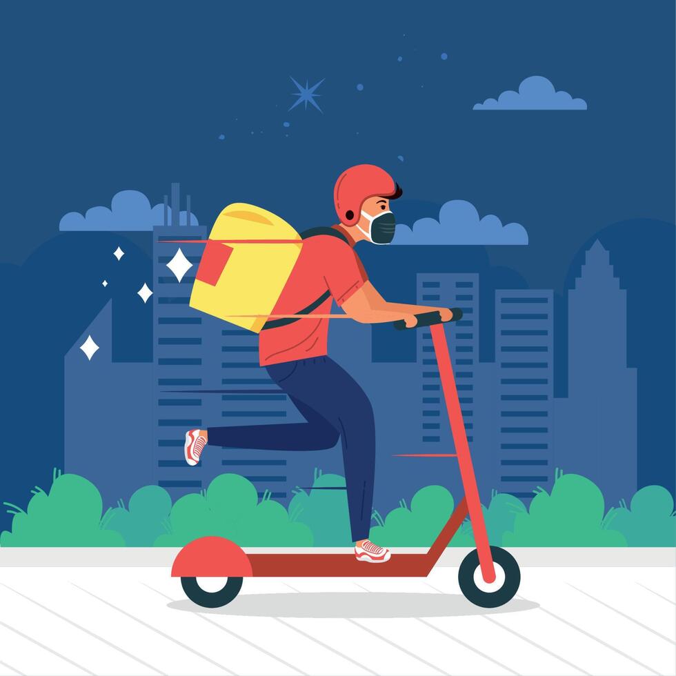 courier safety in skateboard vector