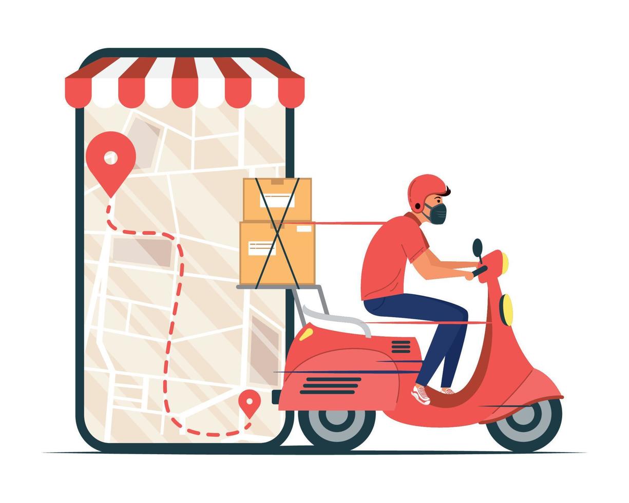 courier in motorcycle vector