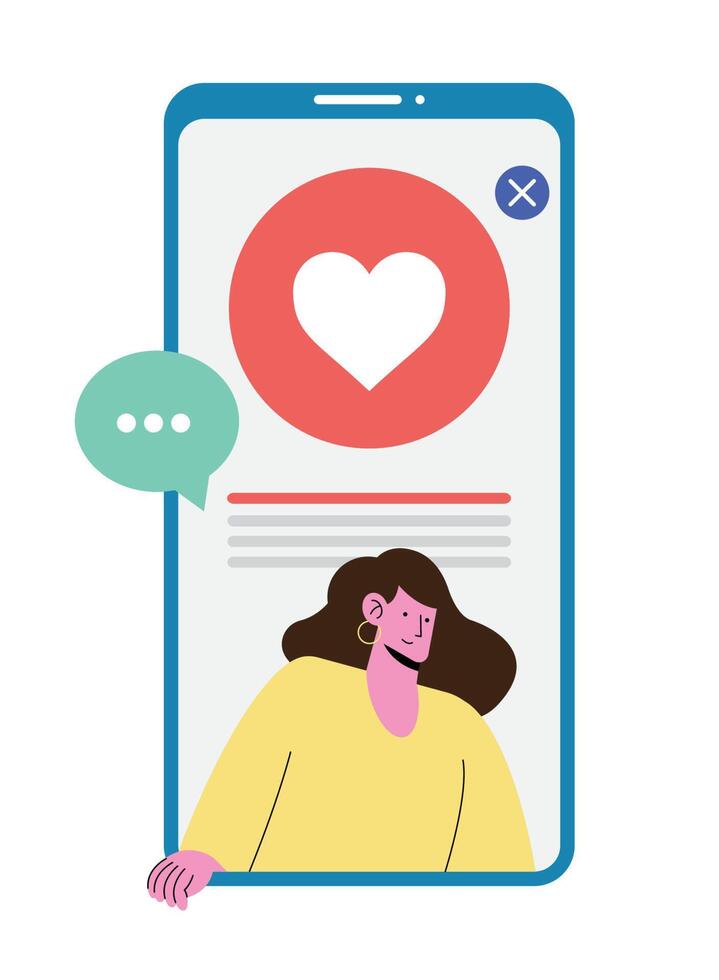 girl in smartphone online vector