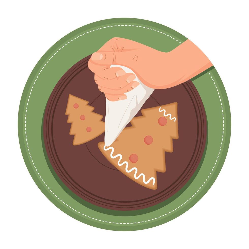 hands cooking christmas cookies vector