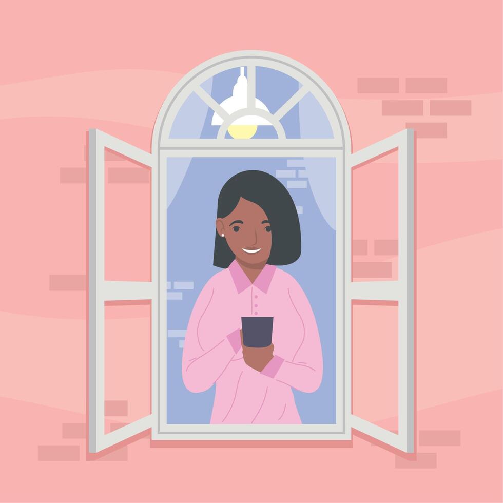 afro woman with smartphone vector