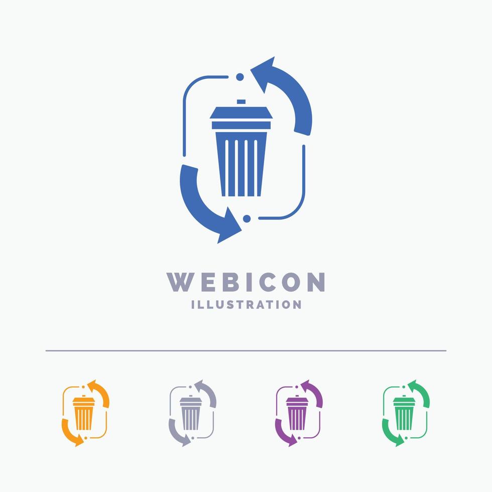 waste. disposal. garbage. management. recycle 5 Color Glyph Web Icon Template isolated on white. Vector illustration