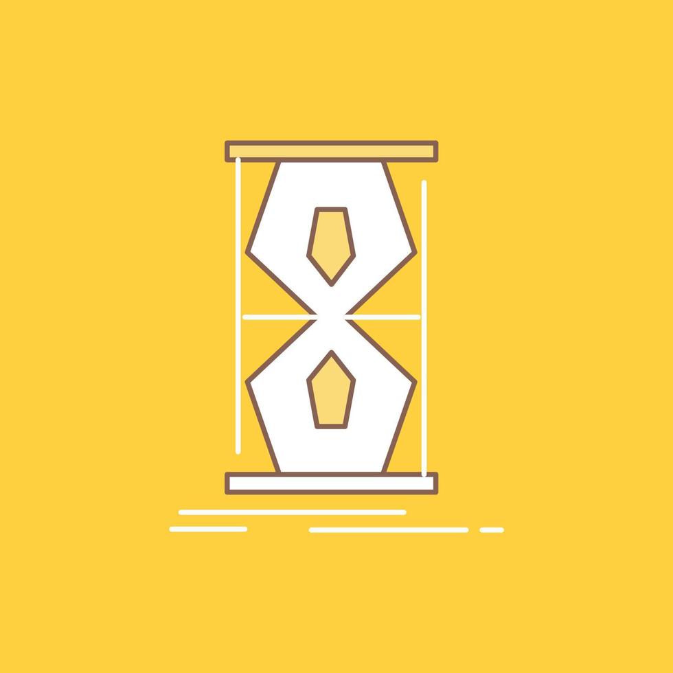 Access. clock. early. sand clock. time Flat Line Filled Icon. Beautiful Logo button over yellow background for UI and UX. website or mobile application vector