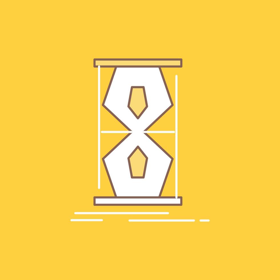 acceso. reloj. temprano. reloj de arena. icono lleno de línea plana de tiempo. hermoso botón de logotipo sobre fondo amarillo para ui y ux. sitio web o aplicación móvil vector