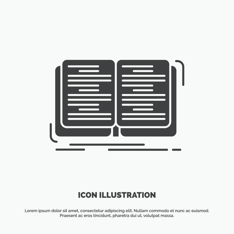 book. education. lesson. study Icon. glyph vector gray symbol for UI and UX. website or mobile application