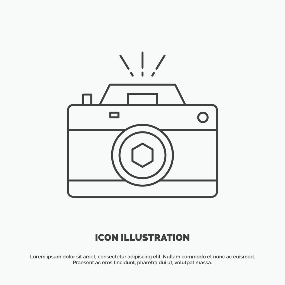 Camera. photography. capture. photo. aperture Icon. Line vector gray symbol for UI and UX. website or mobile application