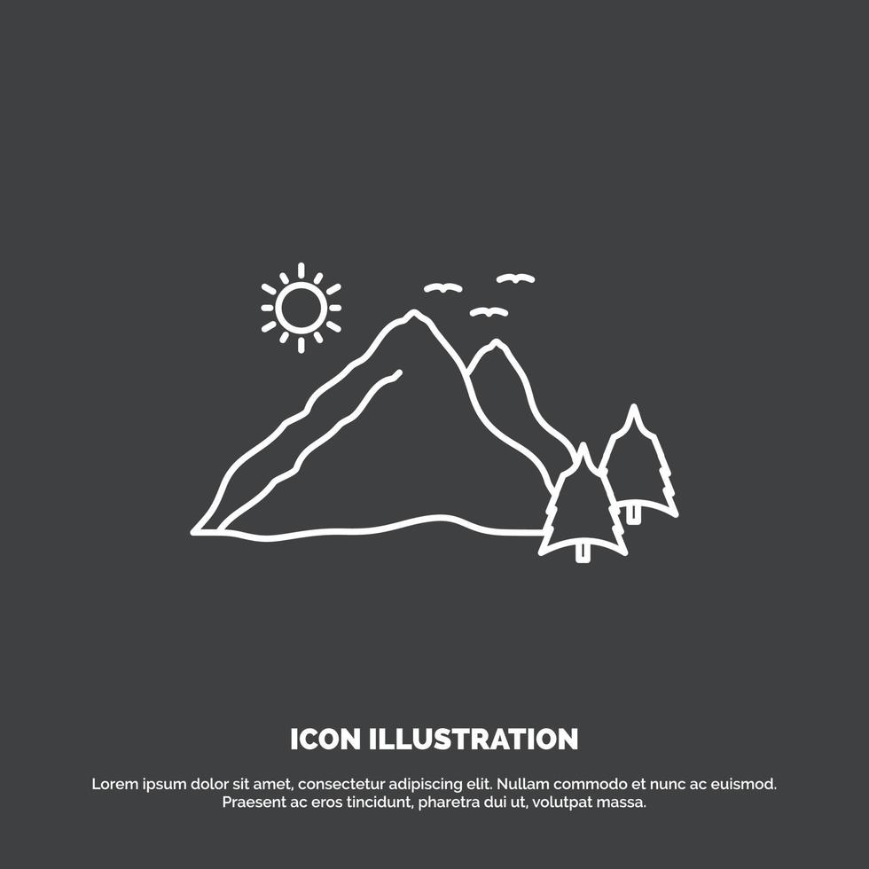 mountain. landscape. hill. nature. scene Icon. Line vector symbol for UI and UX. website or mobile application