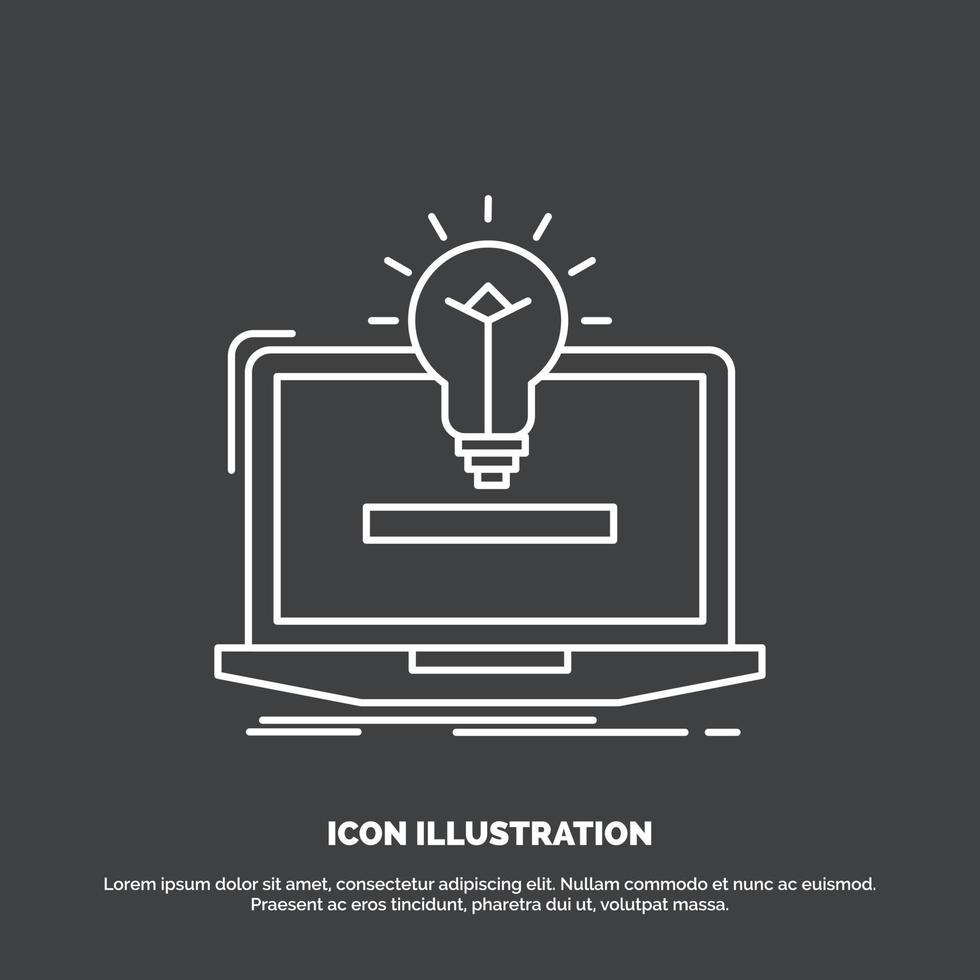 laptop. solution. idea. bulb. solution Icon. Line vector symbol for UI and UX. website or mobile application