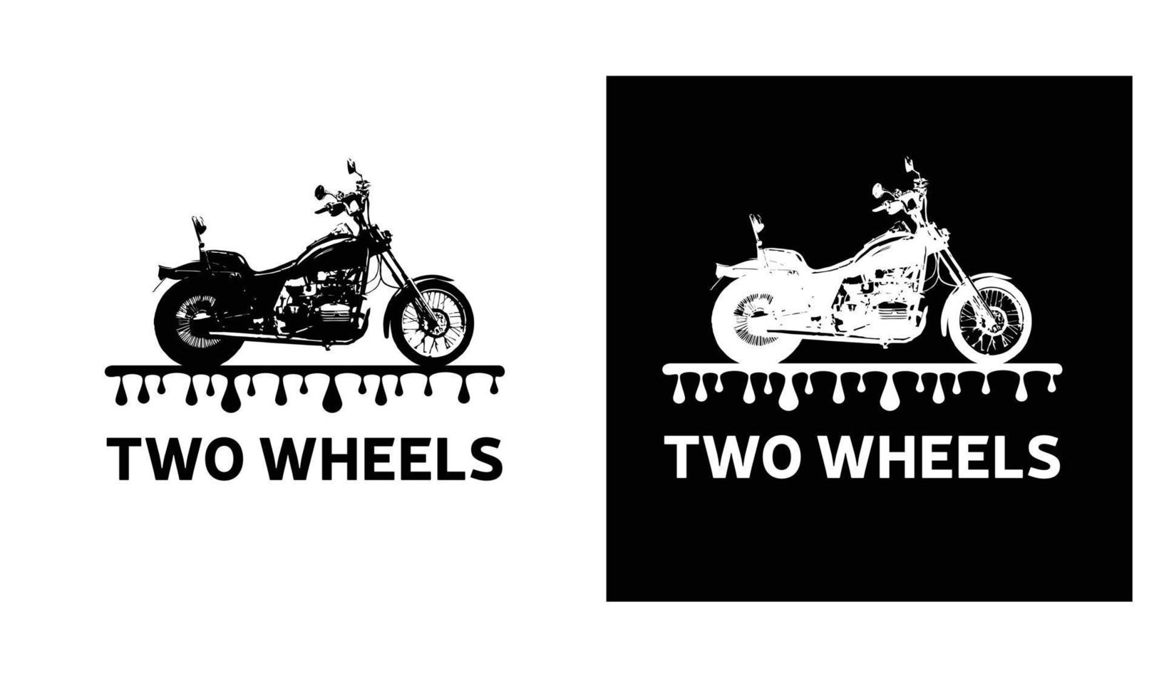 Picture for t-shirt with motorbike. Two wheels. Black and white. Vector illustration.