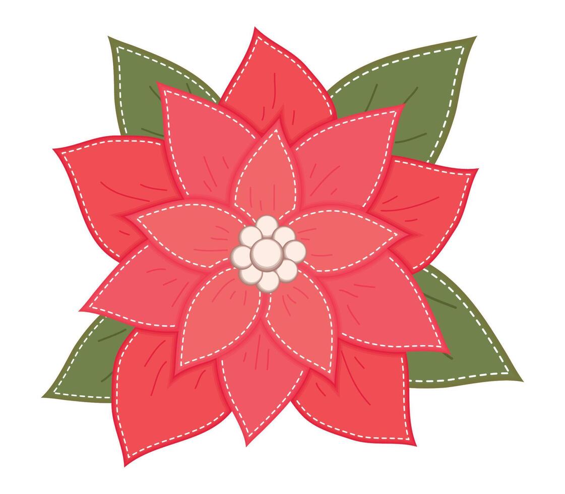 flor y hojas de navidad vector