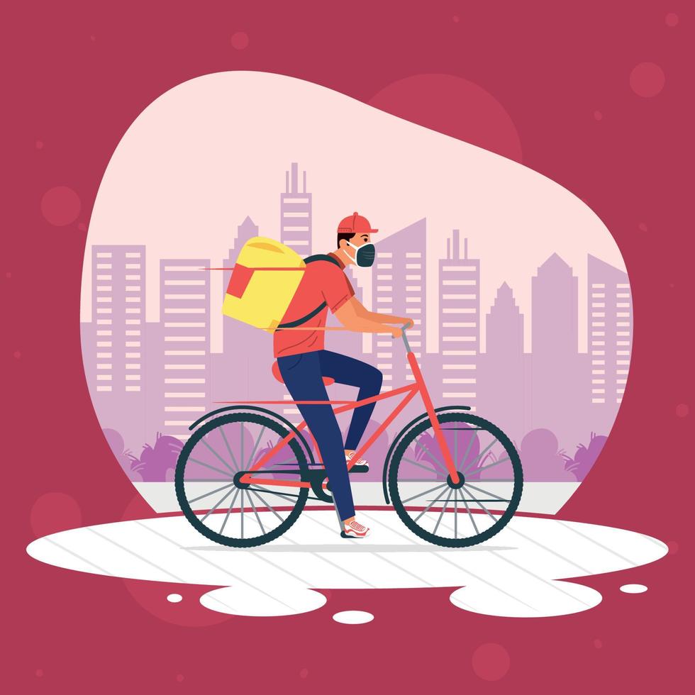 delivery courier in bicycle vector