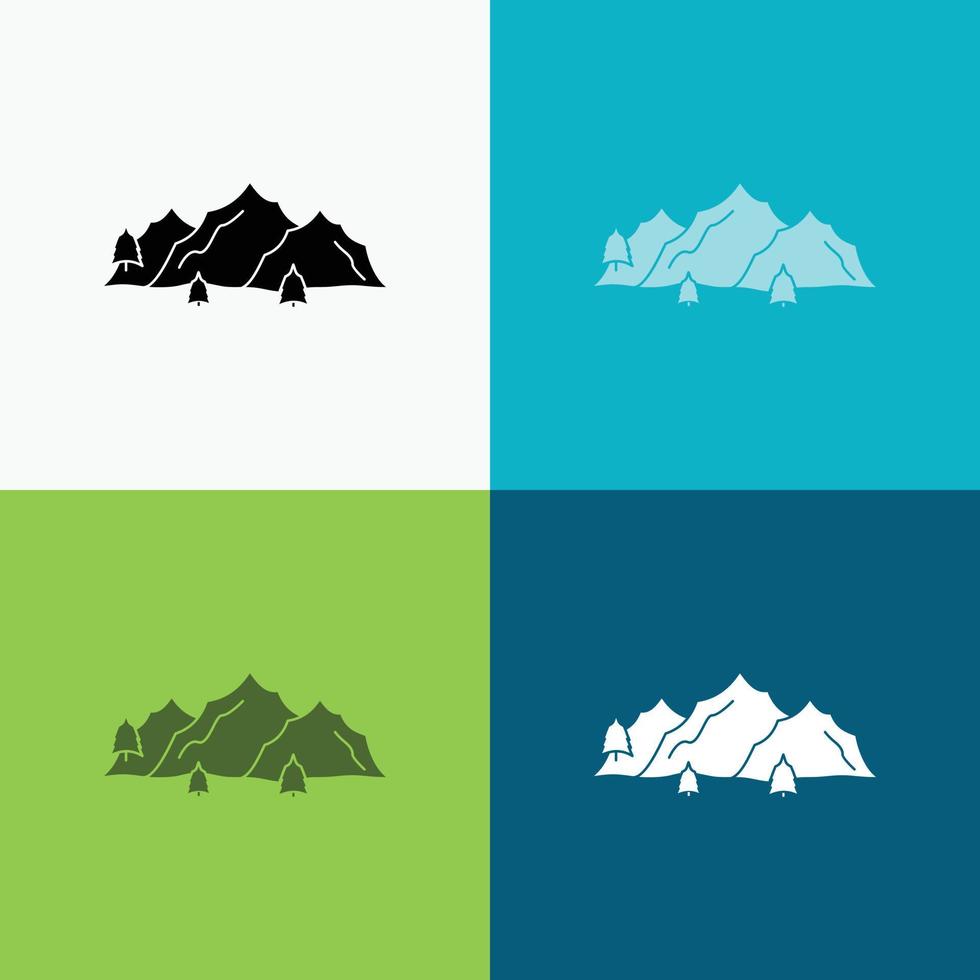 montaña. paisaje. Cerro. naturaleza. icono de árbol sobre varios antecedentes. diseño de estilo de glifo. diseñado para web y aplicación. eps 10 ilustración vectorial vector