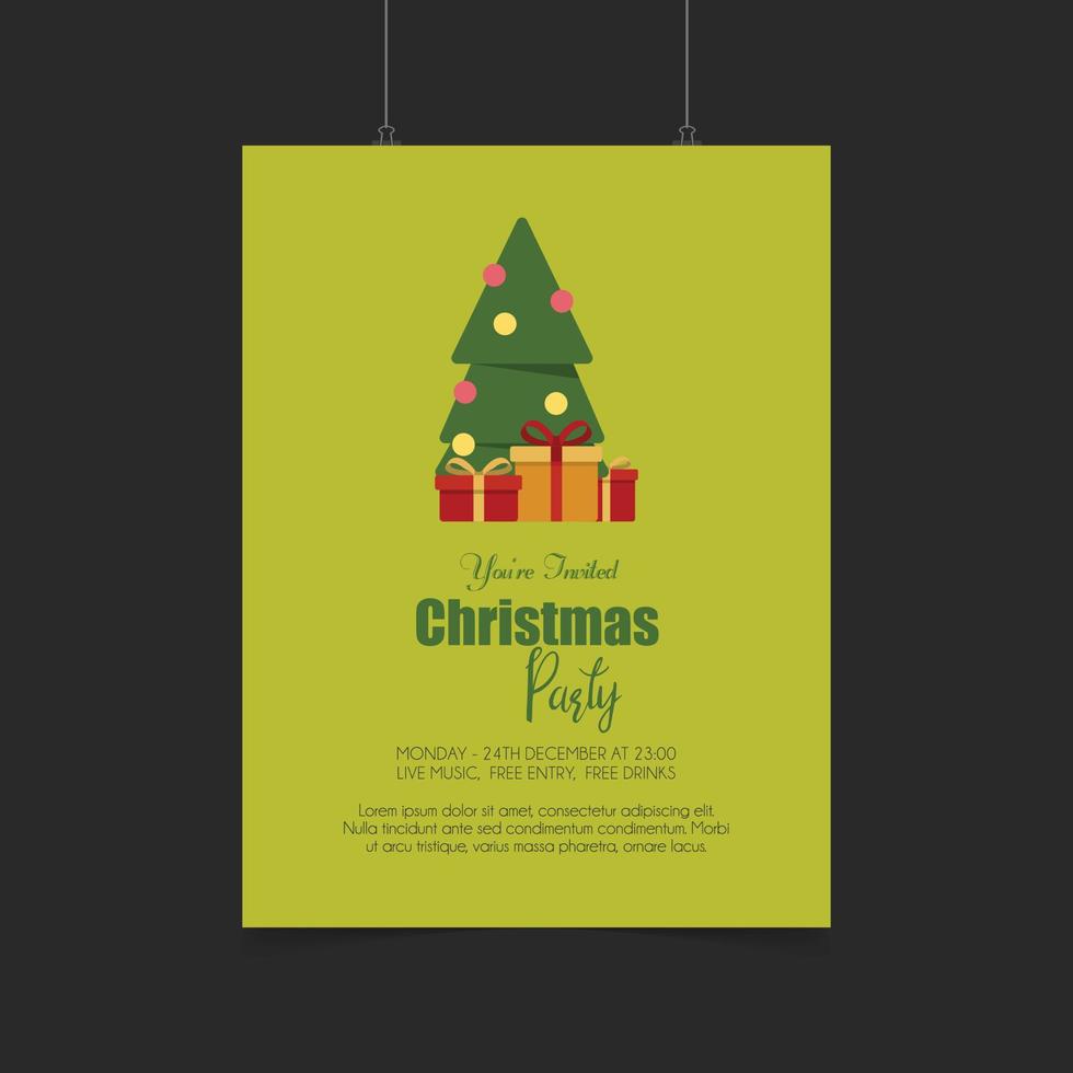 Merry Christmas card with creative design and green background vector