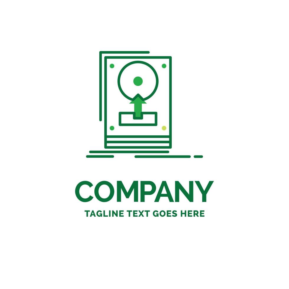install. drive. hdd. save. upload Flat Business Logo template. Creative Green Brand Name Design. vector