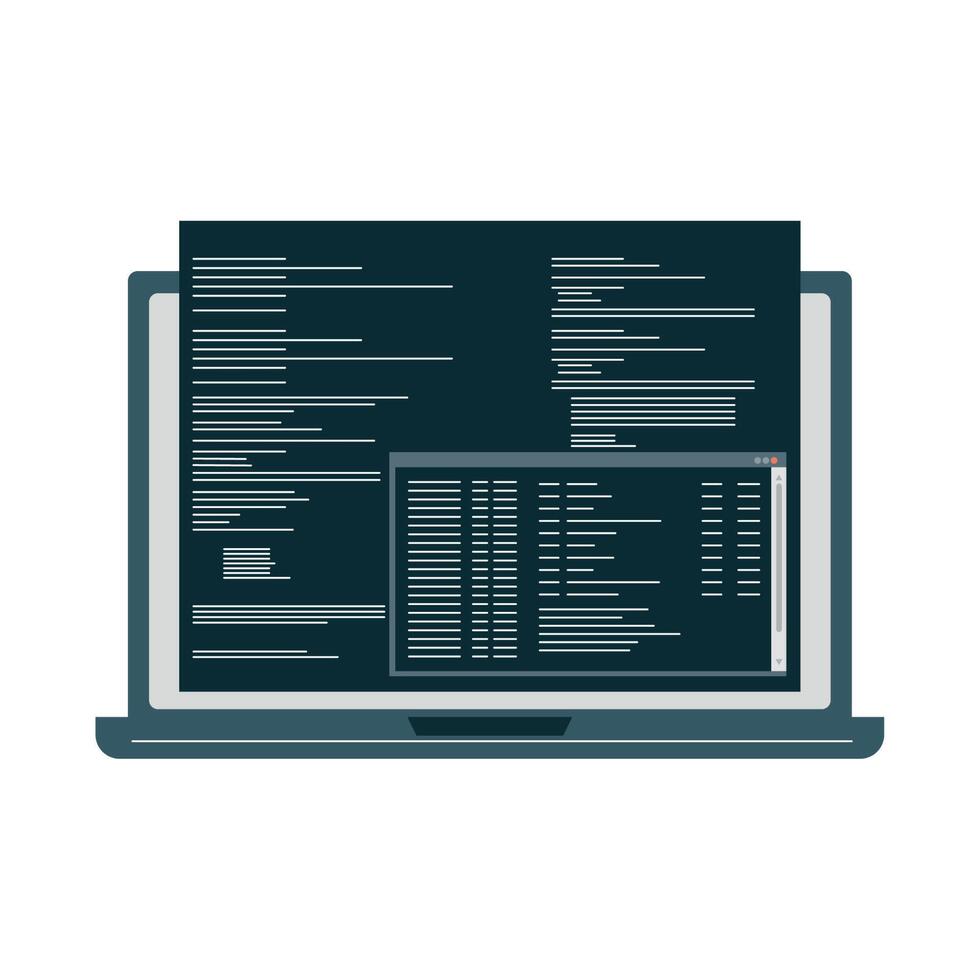 programming code in laptop vector