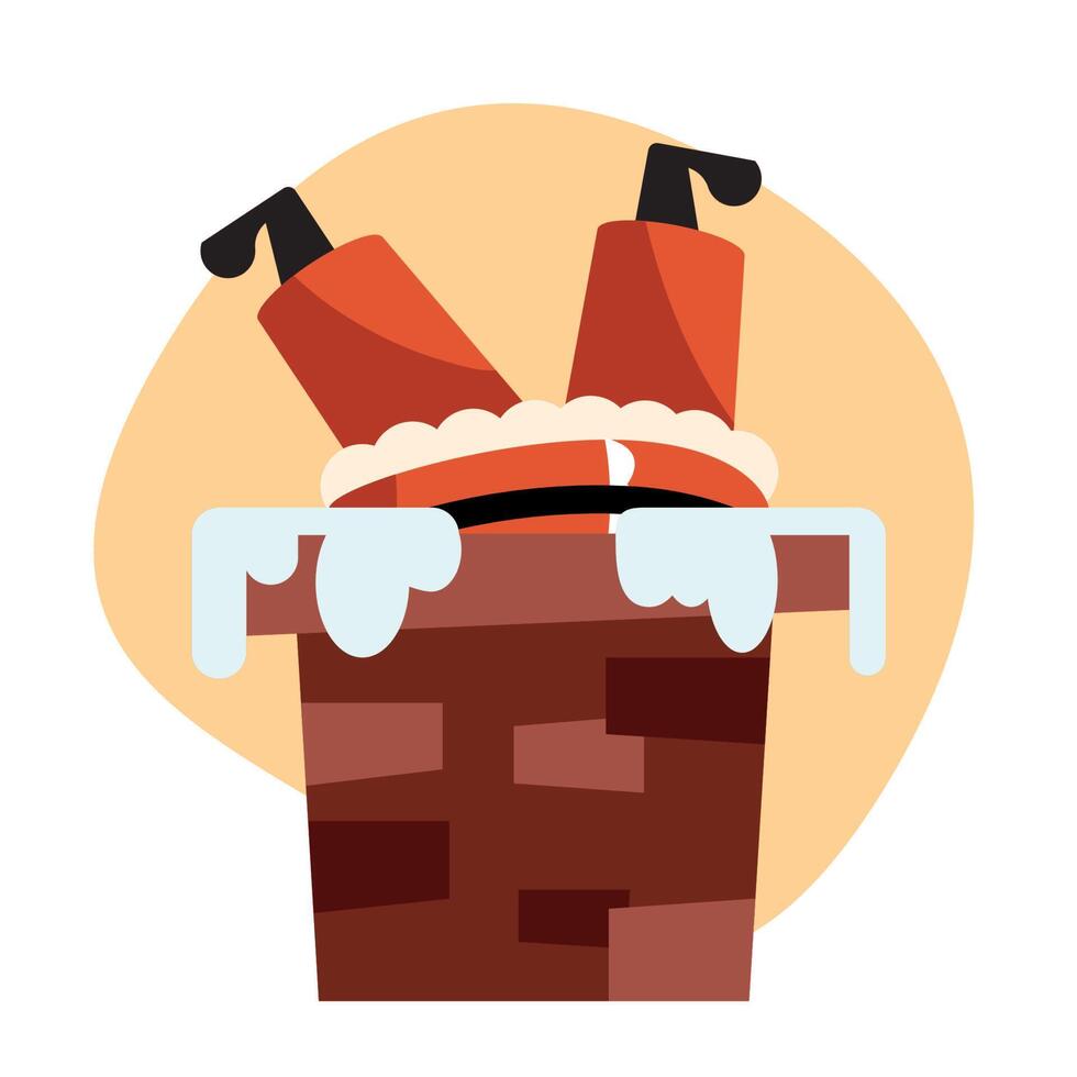 christmas santa in chimney vector