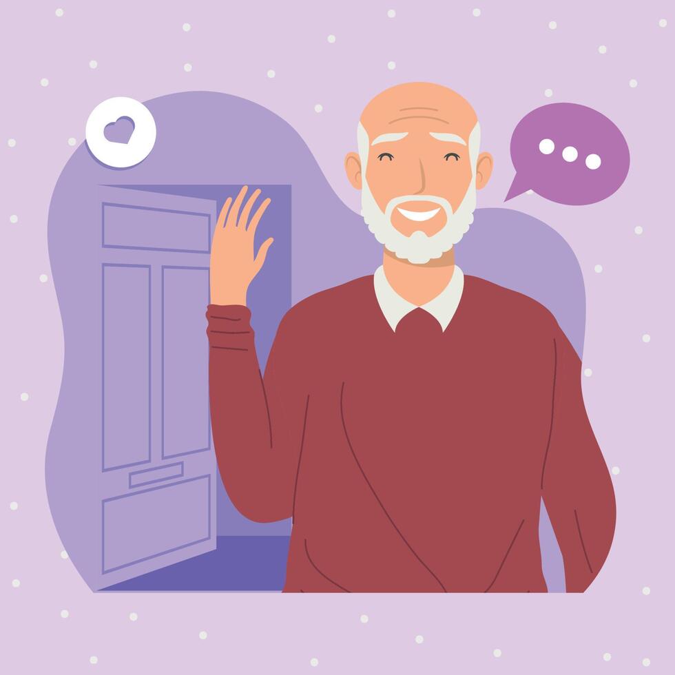 old man speaking vector