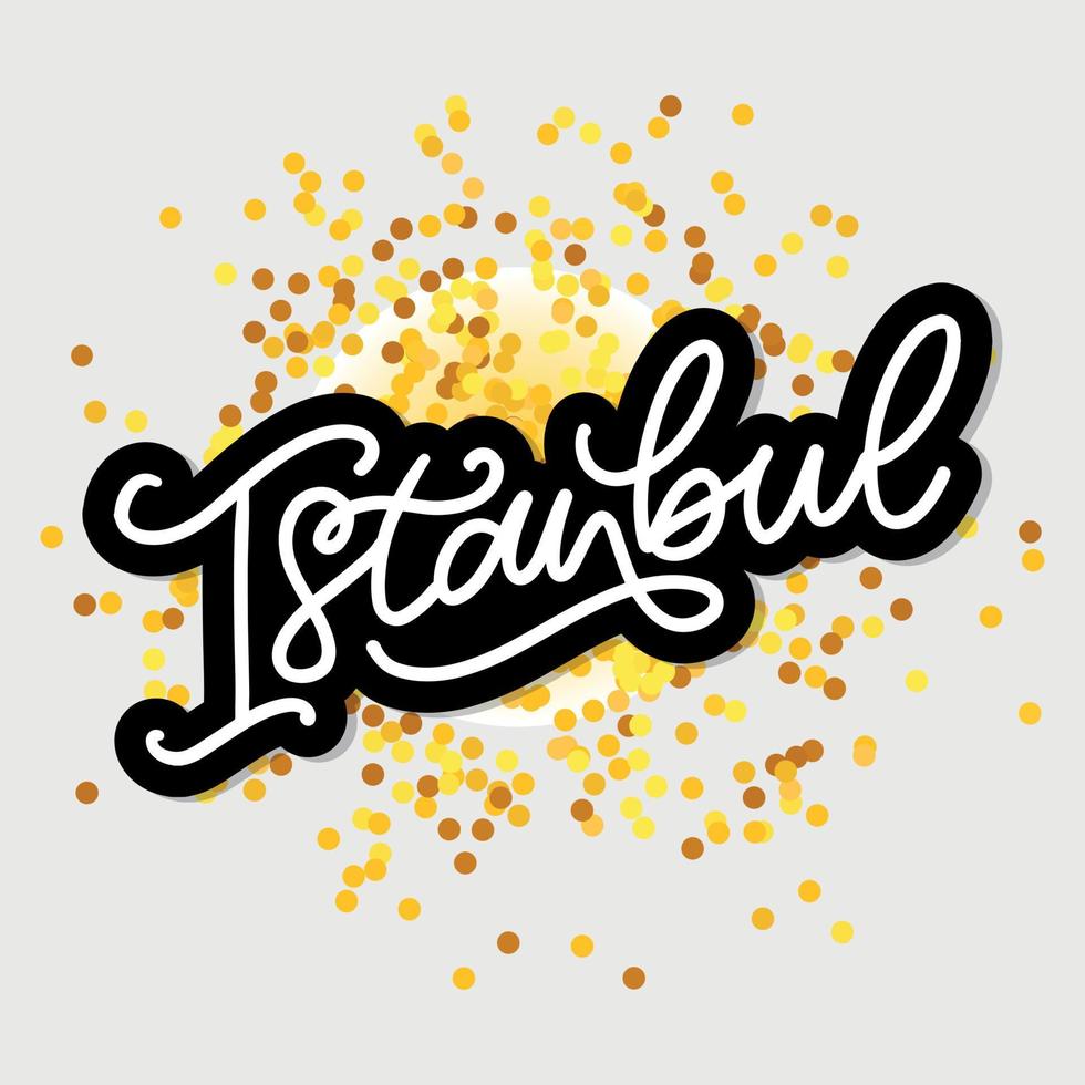 Estanbul. letras a mano. logotipo vectorial de estambul en color negro con gaviotas sobre fondo blanco. productos de recuerdo, emblema de pancarta, blog de viajes en redes sociales, folleto, volante. ilustración digital. vector