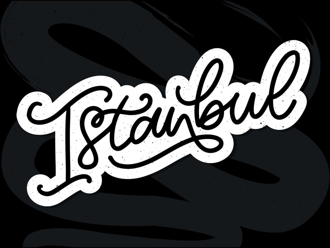 Estanbul. letras a mano. logotipo vectorial de estambul en color negro con gaviotas sobre fondo blanco. productos de recuerdo, emblema de pancarta, blog de viajes en redes sociales, folleto, volante. ilustración digital. vector