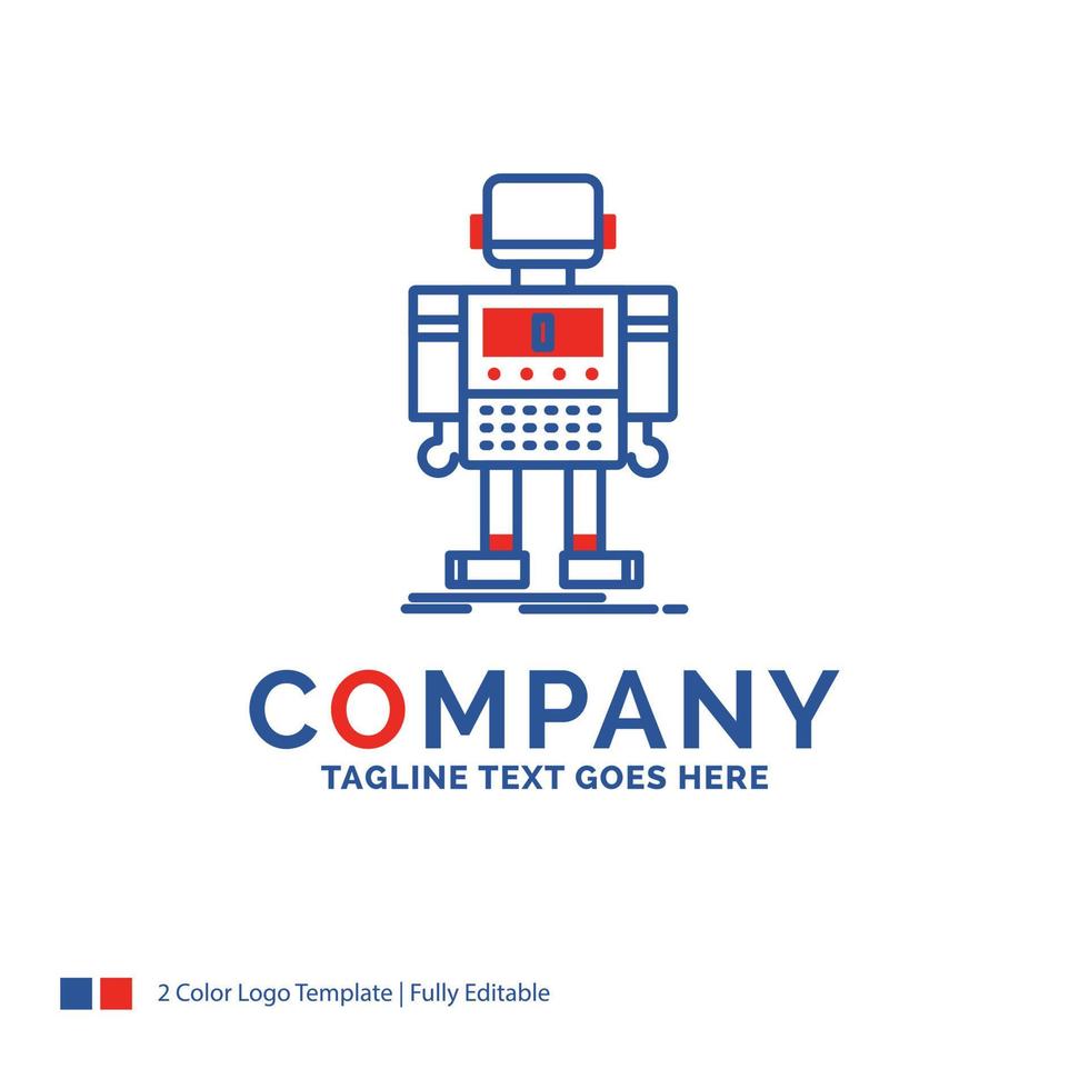 Company Name Logo Design For autonomous. machine. robot. robotic. technology. Blue and red Brand Name Design with place for Tagline. Abstract Creative Logo template for Small and Large Business. vector