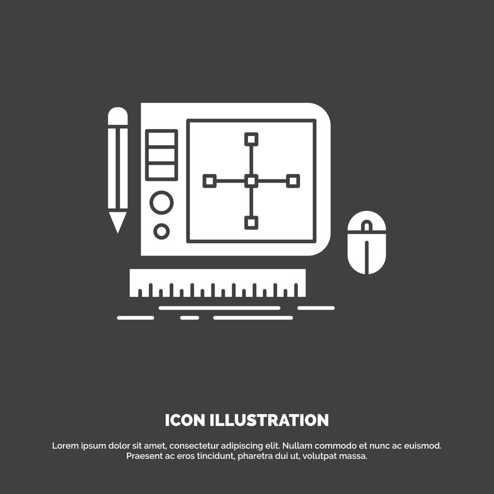 diseño. gráfico. herramienta. software. icono de diseño web. símbolo de vector de glifo para ui y ux. sitio web o aplicación móvil