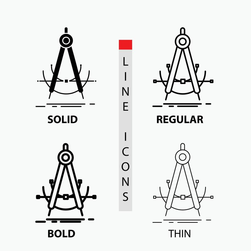 Precision. accure. geometry. compass. measurement Icon in Thin. Regular. Bold Line and Glyph Style. Vector illustration