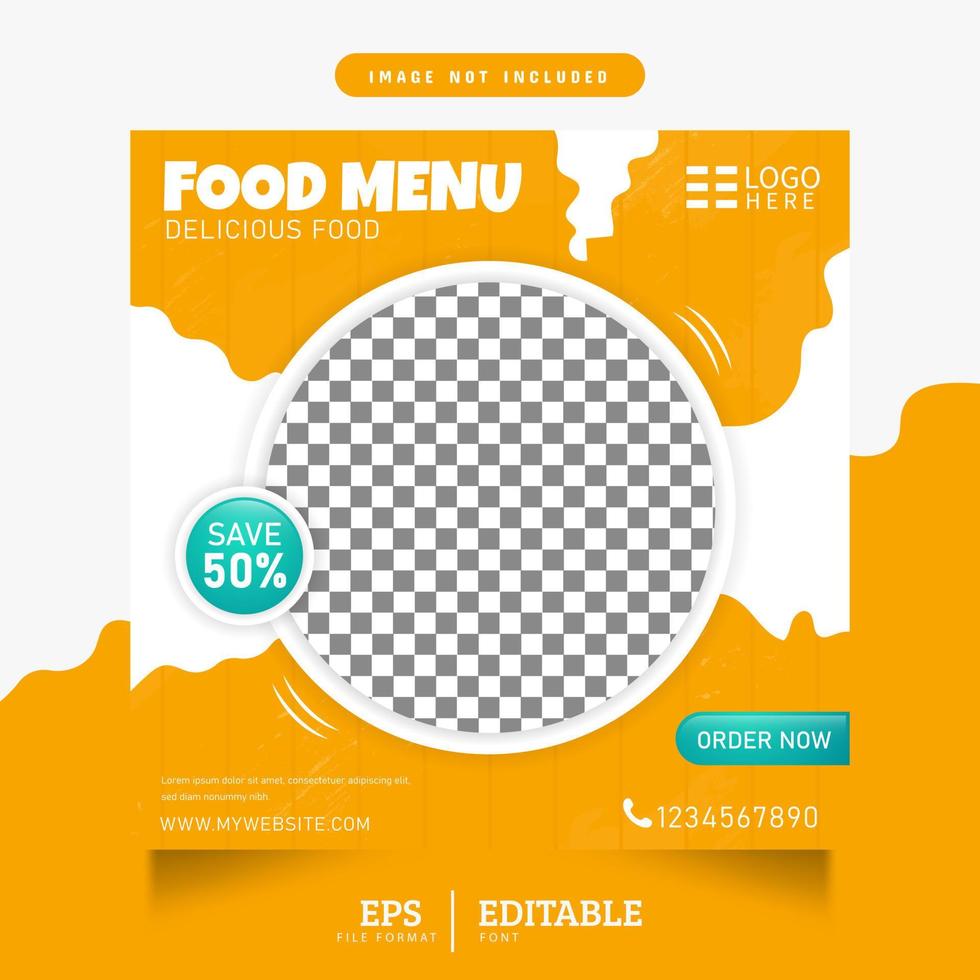 food menu and restaurant social media banner yellow design vector