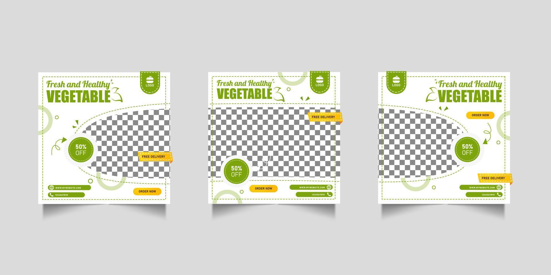 plantilla de banner de publicación de redes sociales de alimentos saludables vector