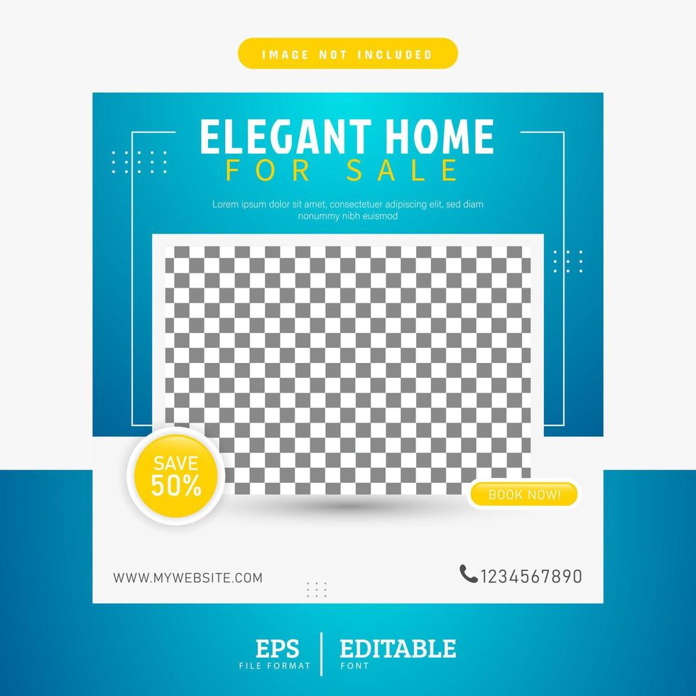 Home property social media post or square web banner template vector