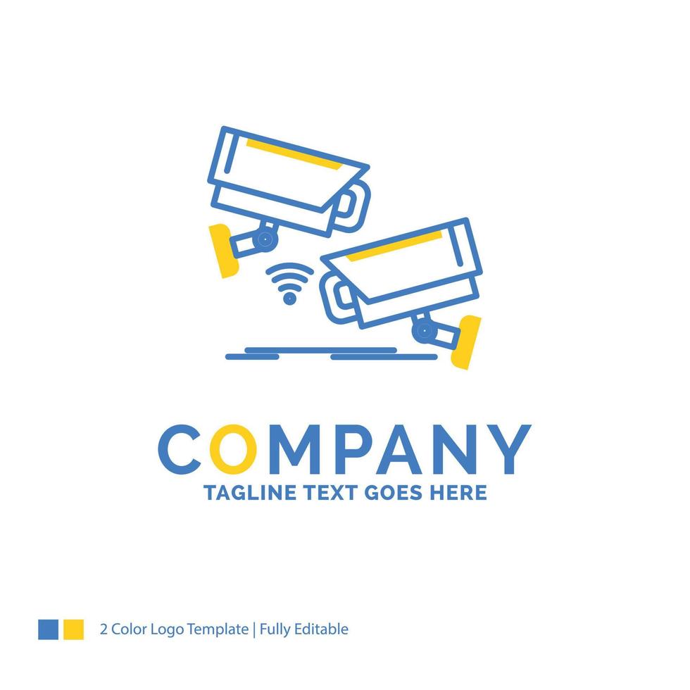 CCTV. Camera. Security. Surveillance. Technology Blue Yellow Business Logo template. Creative Design Template Place for Tagline. vector
