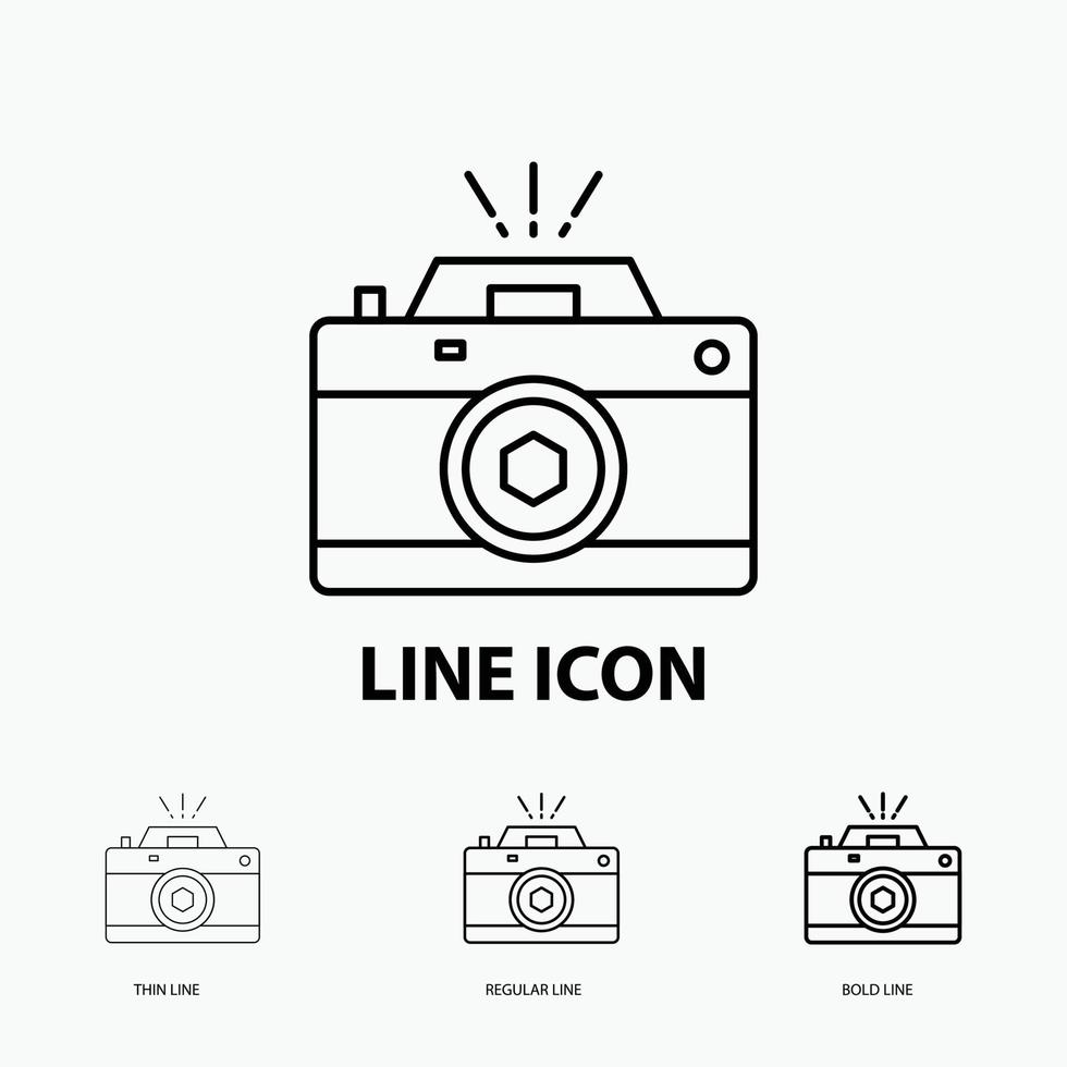 Camera. photography. capture. photo. aperture Icon in Thin. Regular and Bold Line Style. Vector illustration